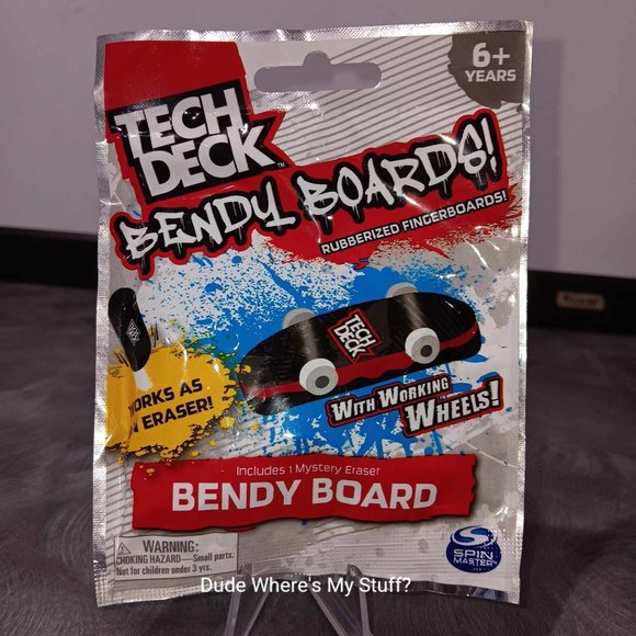 TECH DECK BENDY BOARDS! - BENDY BOARD WITH WORKING WHEELS & 1 MYSTERY ERASER NEW - Picture 1 of 2